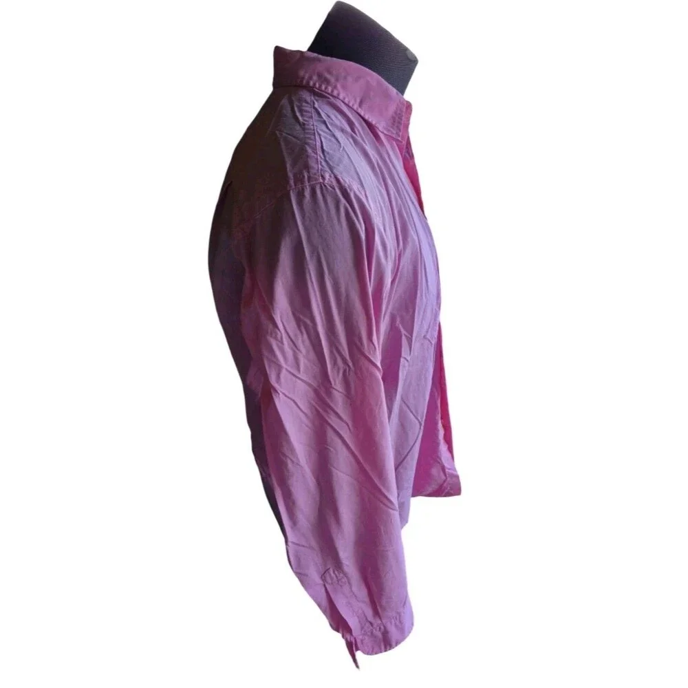 J Crew Long Sleeve Hot Pink Cotton Button Down Dress Shirt Men's Size Large